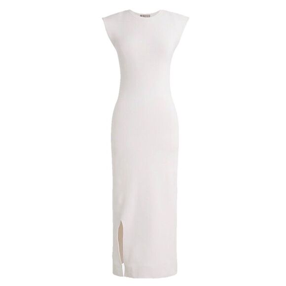 J. Crew Sweater Knit Midi Dress Size M Ribbed Front Slit Old Money Quiet Luxury - Picture 3 of 9